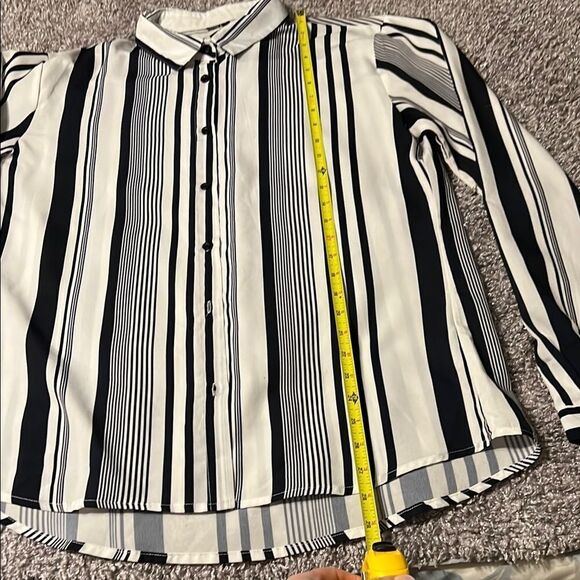 Match Striped Button-Up Blouse - Picture 3 of 5
